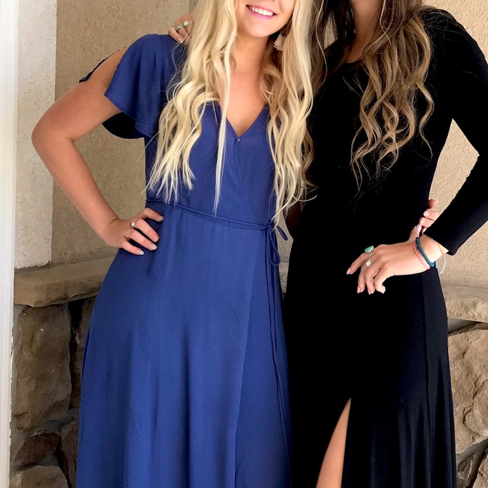 Royal blue maxi wrap dress- size small